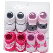Wholesale - 4pk 0-12m GENERIC INFANT GIRLS BOOTIES C/P 96, UPC: 794434452992